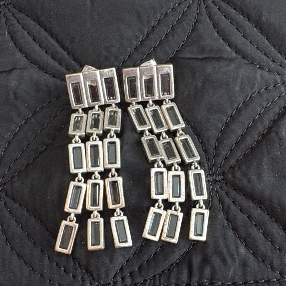Madewell Silver and Black Geometric Earrings